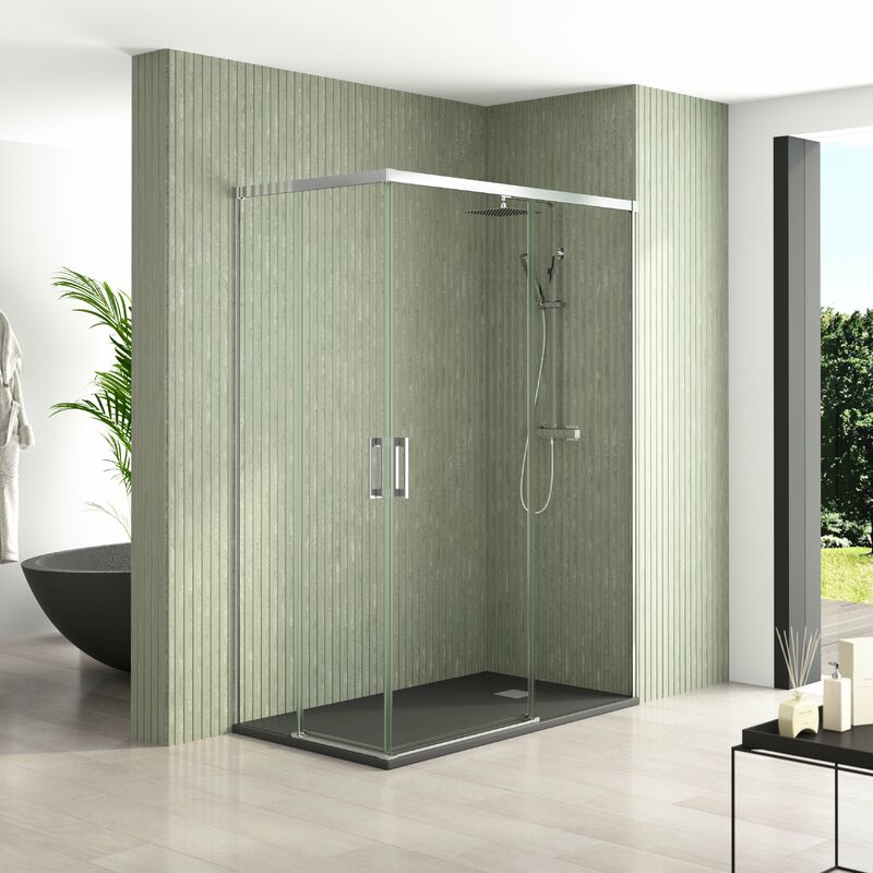 

NIXON Mampara Ducha Rectangular 2Fijos+2Correderas Cromo - Medida: 75x140 cms - Bathme