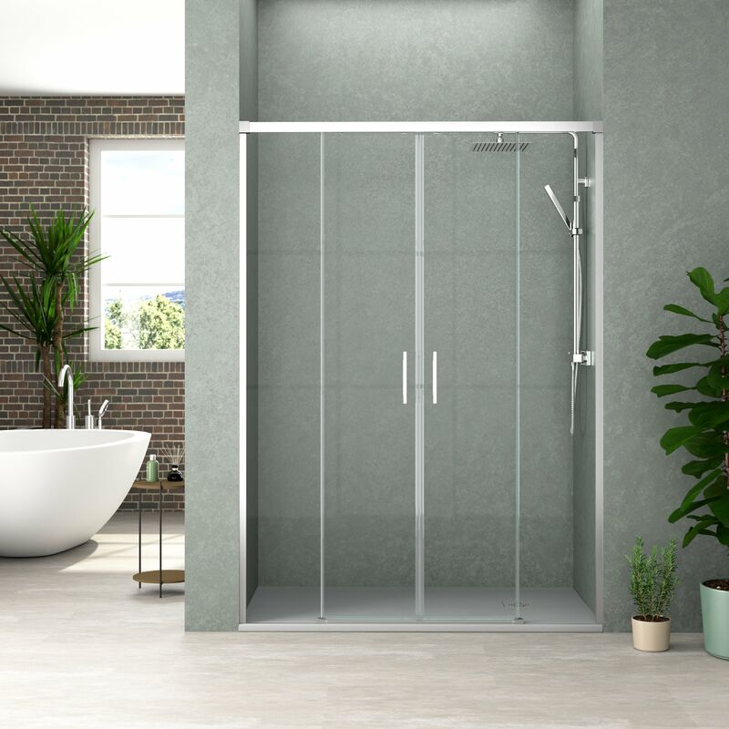 

BATHME NIXON Mampara Frontal Ducha 2Fijos+2Correderas Cromo - Medida: 152-157 cms