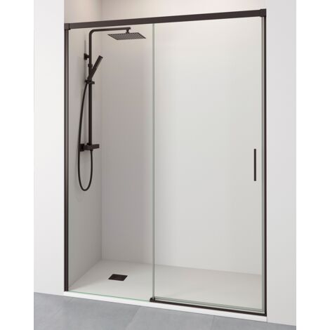 BATHME NIXON Mampara Frontal Ducha Fijo+Corredera Negro - Medida: 95-99 cms - ref: YA11100100