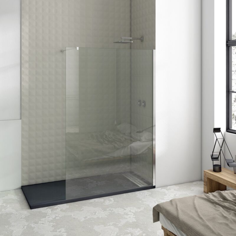 Oasis Mampara Ducha Fijo Cromo Transpartente - Medida: 70 cm - Medida: 70 cm - ref: BC070 - Bathme