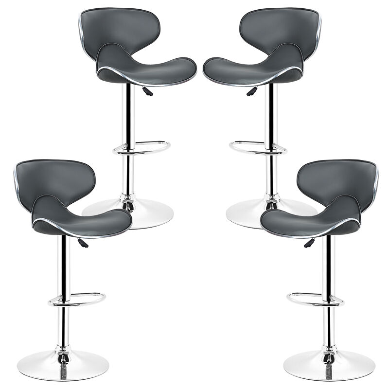 

® 4 taburetes de bar de imitación de cuero - diseño alto ajustable con respaldo - gris - Bathrins