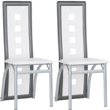 BATHRINS® Conjunto de 2 sillas de comedor - blanco y gris - estilo contemporáneo