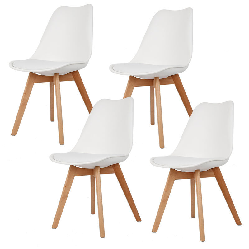 

® Conjunto de 4 sillas minimalistas de estilo nórdico, silla de comedor,sillón, blanco - Bathrins