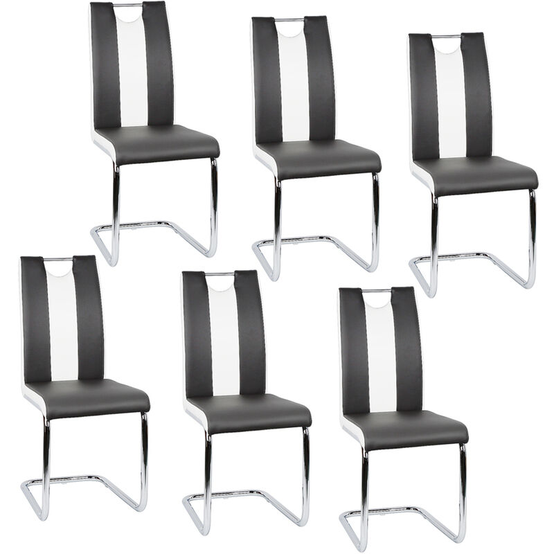 

® Conjunto de 6 sillas de comedor modernas, blanco y negro - Bathrins