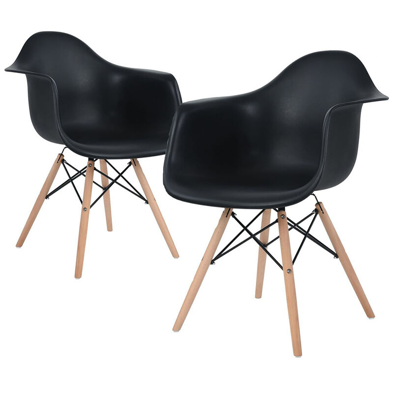 

® Juego de 2 sillas de comedor con sillón de diseño escandinavo - Negro - Bathrins