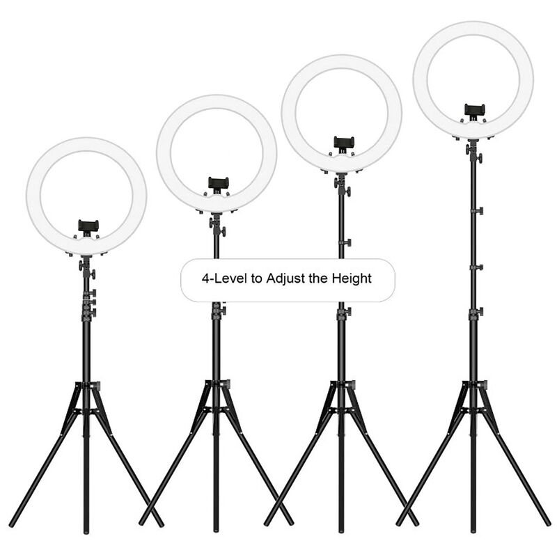 ®LED Lumière Anneau 12 Pouces RéglablVidéo Eclairage Kit – 5500K Noir - Bathrins