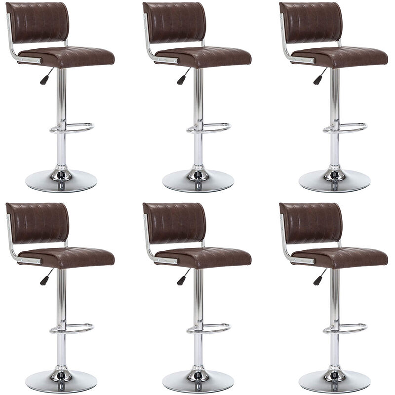 

Bathrins - ®Lote de 6 Taburete de Bar Altura Ajustable con Respaldo Set de 6 Taburetes Color Café