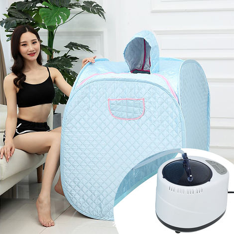 BATHRINS®Sauna Infrarouge, Accueil Sauna Portable Changement Tente Grand Espace Sauna Hammam pour L'intérieur Perte De Poids De Désintoxication Relaxation Minceur,bleu