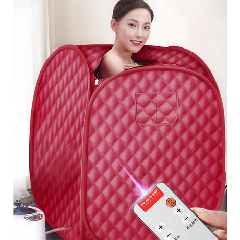 BATHRINS®Sauna Infrarouge, Accueil Sauna Portable Changement Tente Grand Espace Sauna Hammam pour L'intérieur Perte De Poids De Désintoxication Relaxation Minceur,rouge