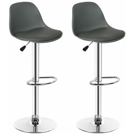 BATHRINS®Sgabello alto x 2/seggiolone con schienale/sedia da bar girevole a 360 gradi/cuscino addensato(grigio)
