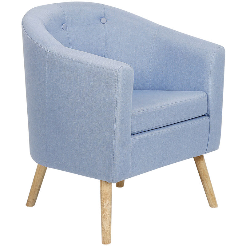 ®Sofastuhl,Sessel mit Holzbeinen Massiver Gummibaum- Filzeffekt - Blau - Skandinavisch - L 70 x P 64 cm - Bathrins