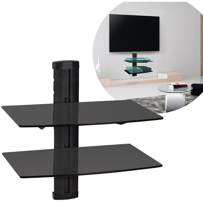 

®Soporte de pared para reproductor de DVD, reproductor de Blu Ray, consola de juegos, decodificador de TV - 2 estantes - Bathrins