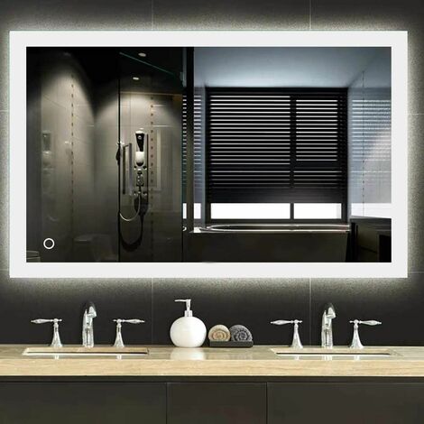 BATHRINS®Specchio da bagno rotondo/Con funzione antiappannamento/Controllo LED/Mercurio senza rame ecologico(90 * 70 cm)