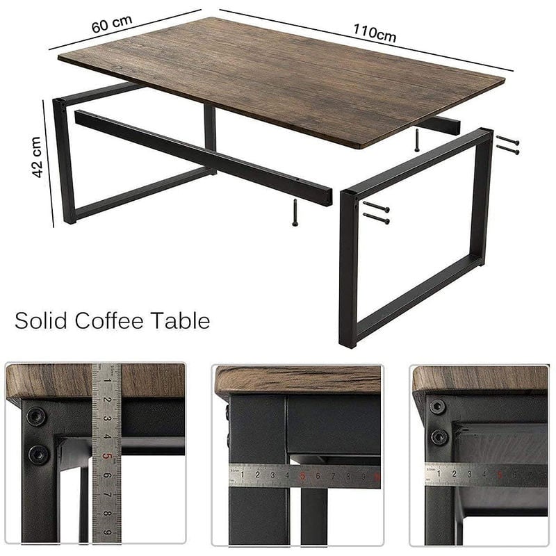 ®table basse design industriel en bois et metal marron - bathrins