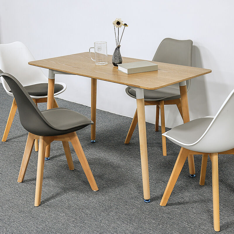 Bathrins - ®Zusammen Esstisch ,1 Holztisch und 4 Stühle（Dunkelgra）Skandinavischer Stil