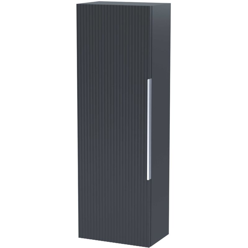 Regis - Hudson Reed Fluted Wall Hung Tall Storage Unit 400mm Wide - Satin Anthracite