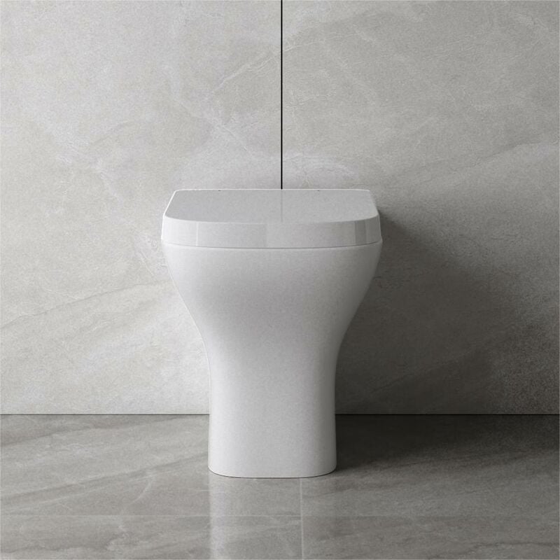 Bathroom Back to Wall Toilet Modern Pan Square Soft Close Seat wc