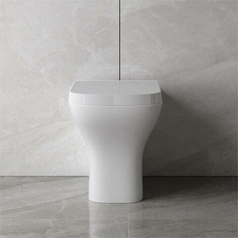 Bathroom Back to Wall Toilet Modern Pan Square Soft Close Seat WC