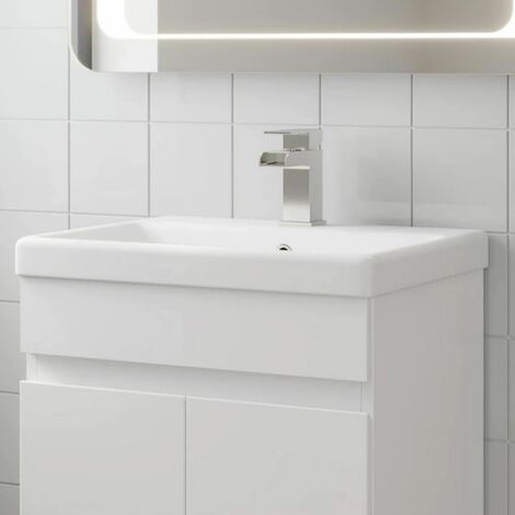 Bathroom Basin Sink 510mm Ceramic 1 Tap Hole White Gloss Recessed BASIN ONLY