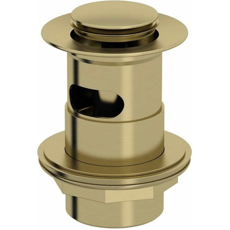 Merano - Bathroom Basin Sink Press/Push Top Brass Slotted Waste Plug 1 1/4 Brushed Brass - Brass