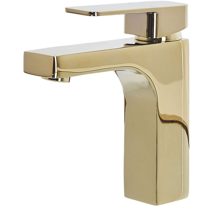 Modern Bathroom Basin Mixer Tap Glossy Gold Fixture Irupu