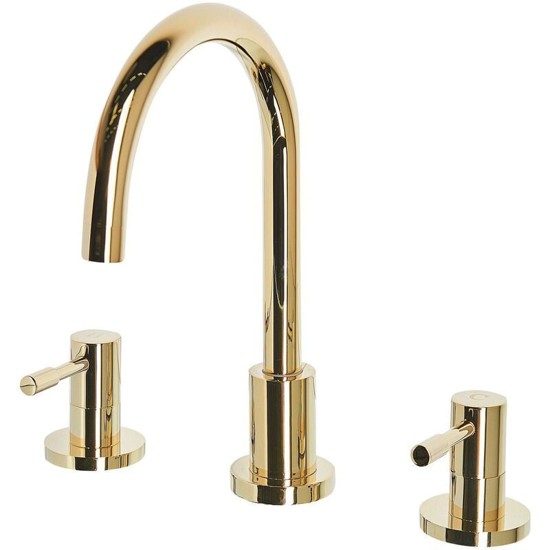 Bathroom Basin Tap Mixer Gold Brass Two Levers Sipi