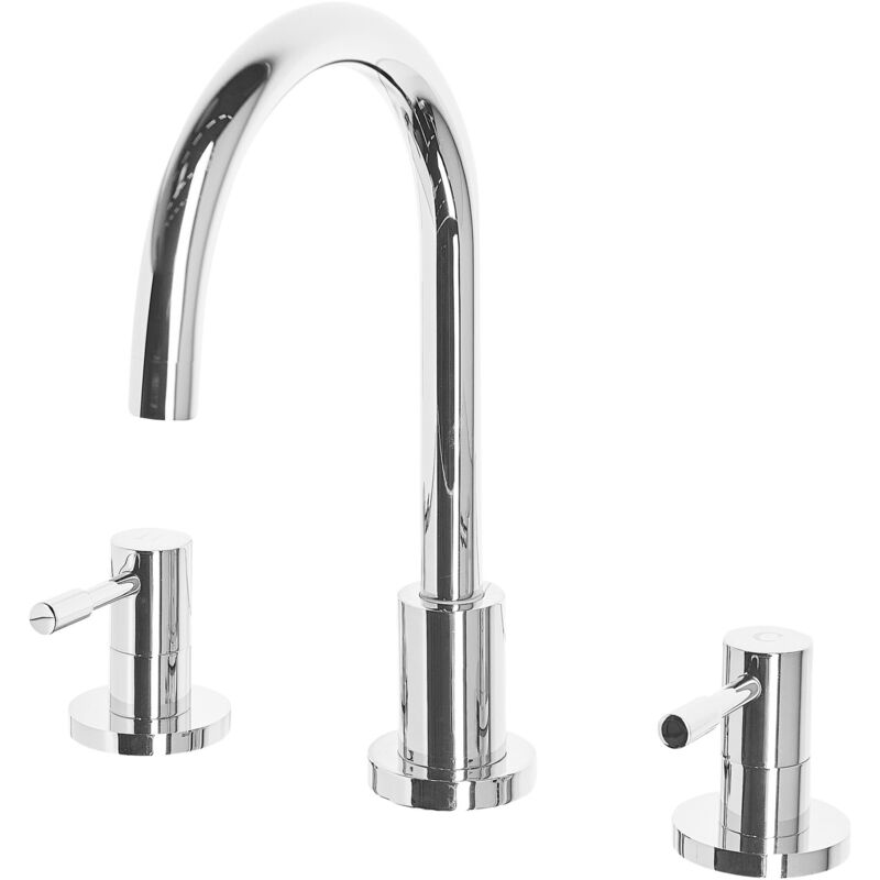 Bathroom Basin Tap Mixer Silver Brass Two Levers Sipi