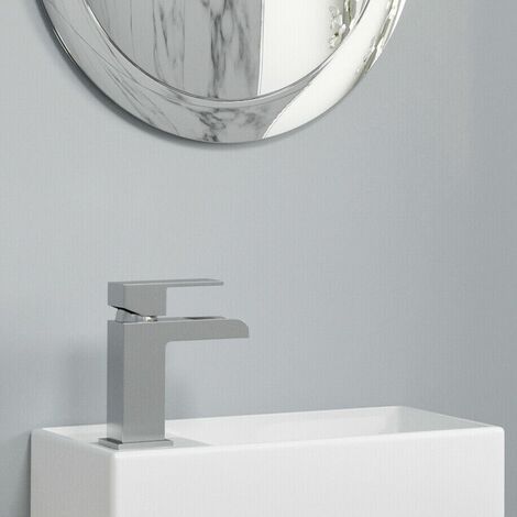 Bathroom Basin White Single Tap Hole Sink Only Square Edge Unit Not Included