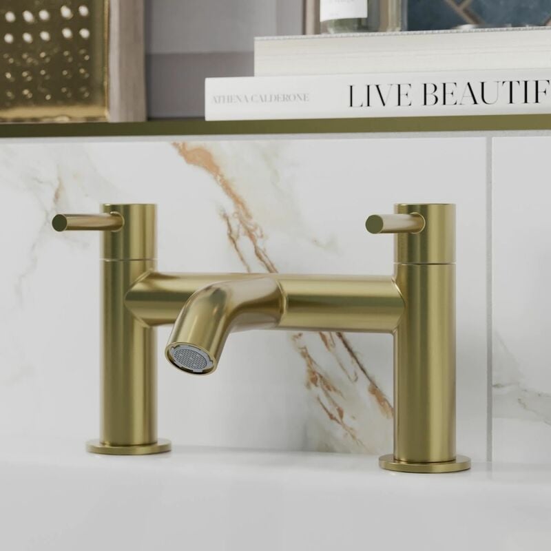 Core Lever Basin Mixer Tap Wall Mounted - Brushed Brass - Orbit at Buildiro