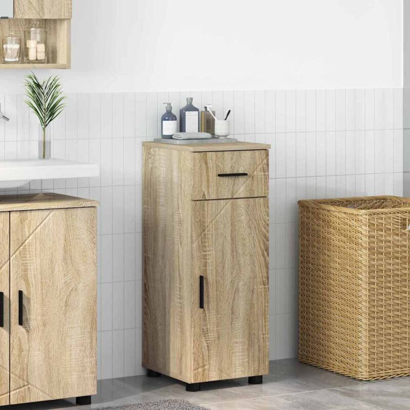Bathroom Cabinet With Drawer Sonoma Oak 30 X 35 X 80 Cm Vidaxl