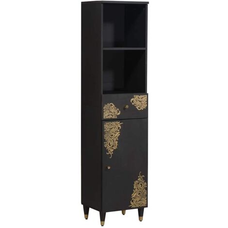 Bathroom Cabinet Black 38 x 33 x 160 cm Solid Mango Wood vidaXL