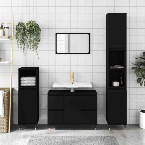 Bathroom Cabinet Black 80x33x60 cm Engineered Wood vidaXL