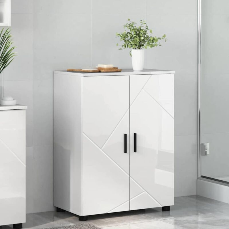 Bathroom Cabinet With Storage High Gloss White 60 X 35 X 80 Cm Vidaxl