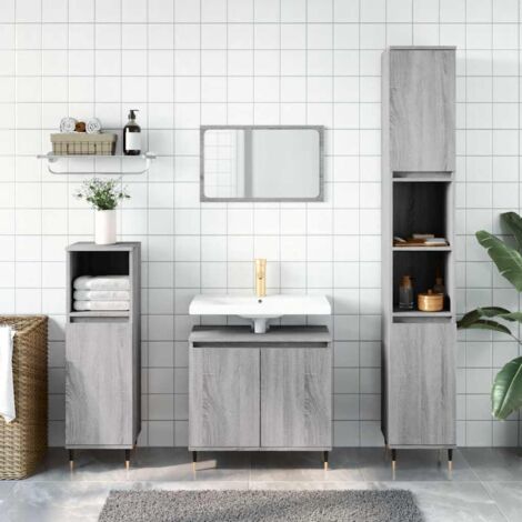 Bathroom Cabinet Grey Sonoma 58x33x60 cm Engineered Wood vidaXL