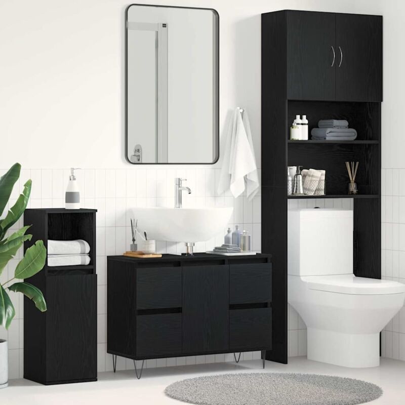 Vidaxl - Bathroom Sink Cabinet Black Oak 80x33x60 Cm Engineered Wood