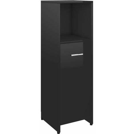 Bathroom Cabinet High Gloss Black 30x30x95 cm Chipboard