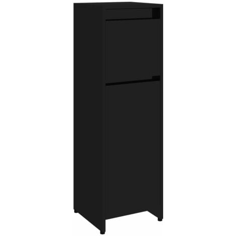 Bathroom Cabinet High Gloss Black 30x30x95 cm Chipboard