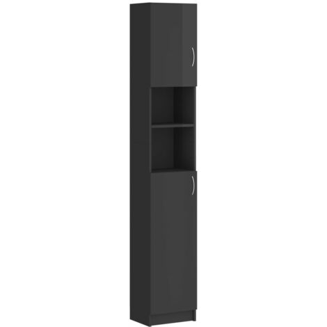 Bathroom Cabinet High Gloss Grey 32x25.5x190 cm Chipboard