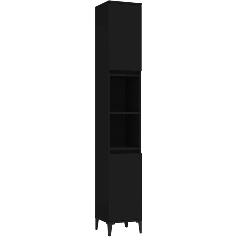Bathroom Cabinet Black 30x30x190 cm Engineered Wood Vidaxl Black