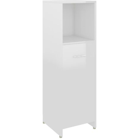 Bathroom Cabinet High Gloss White 30x30x95 cm Chipboard