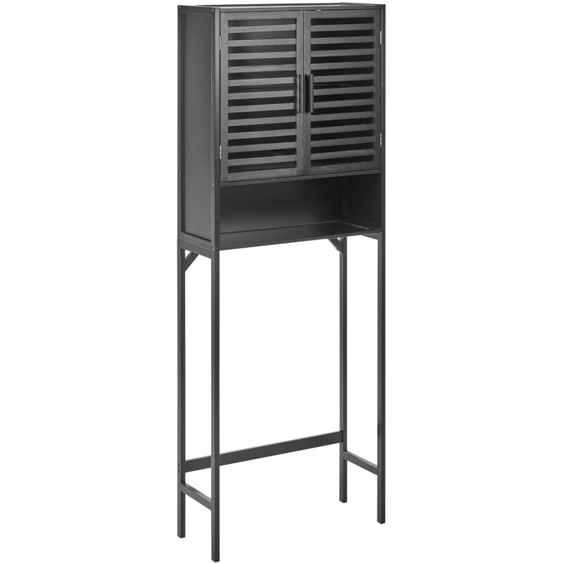 Beliani Bathroom Over The Washer Cabinet Black Bamboo Bathroom Storage Minimalistic Style Okarche