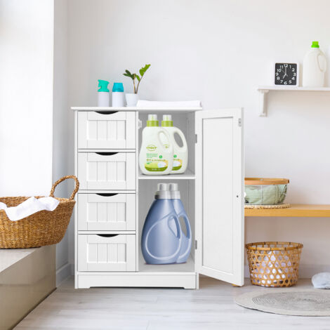 Bathroom Cabinet Shelf Cupboard Freestanding Storage Drawer Shelves Furniture