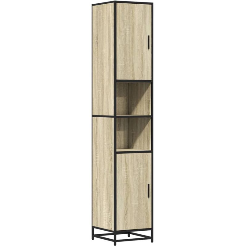 Bathroom Cabinet Sonoma Oak 35x37.5x188.5 Cm Engineered Wood And Metal Vidaxl