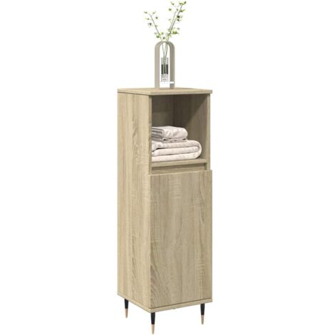 Bathroom Cabinet Sonoma Oak 30x30x100 cm Engineered Wood vidaXL