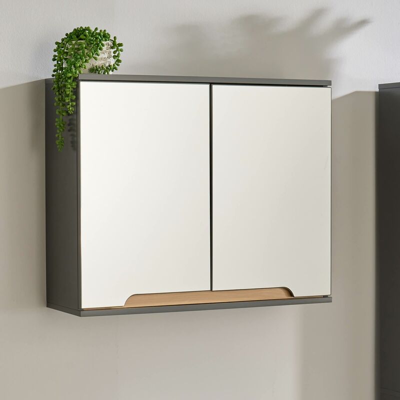 Home Source - Bathroom Cabinet Wall Mounted Mirrored Vanity Storage Organiser Cupboard Unit