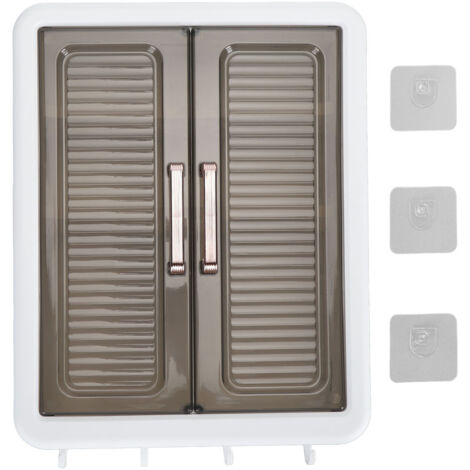 Bathroom Cabinet Wall Mounted Multifunctional Makeup Perfume Cosmetic Organizer Display Cabinet Skincare Storage Rack with Hooks