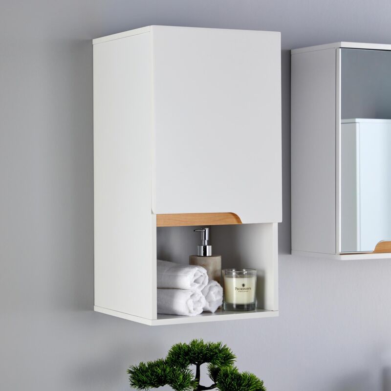Home Source - Bathroom Cabinet Wall Mounted White Storage Shelf Organiser Cupboard Vanity Unit