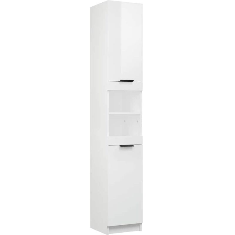 Bathroom Cabinet High Gloss White 32x34x188.5cm Engineered Wood Vidaxl White