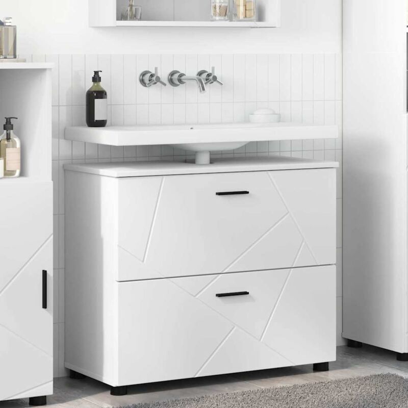 Bathroom Cabinet With Drawer With Door White 76.5 X 35 X 64 Cm Vidaxl