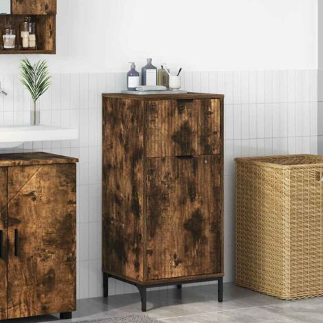 Bathroom Cabinet with Drawer Smoked Oak 39.5 x 36 x 88 cm vidaXL